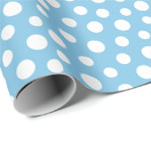 Weißes Blatt auf hellblauem Umhüllungspapier Geschenkpapier (Rolleneckpunkt)