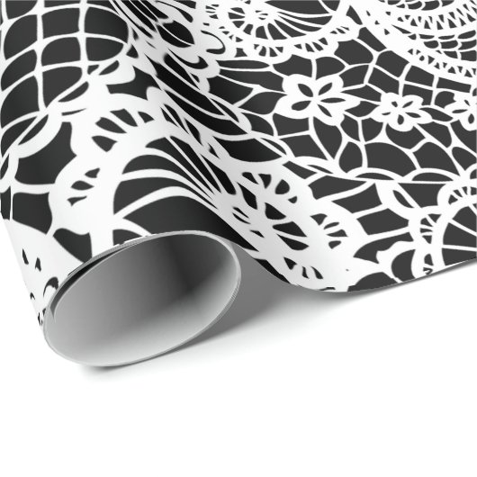 Weißes Blatt auf schwarzem Papier Geschenkpapier (Rolleneckpunkt)