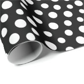 Weißes Blatt auf schwarzem Wrapping Paper Geschenkpapier (Rolleneckpunkt)
