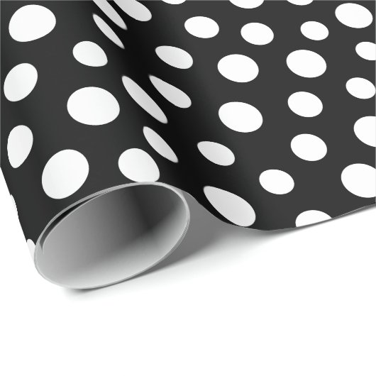 Weißes Blatt auf schwarzem Wrapping Paper Geschenkpapier (Rolleneckpunkt)