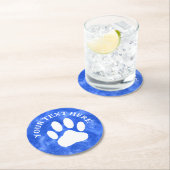 Weißes Blatt Drucken Benutzerdefinierter Text Blau Runder Pappuntersetzer (Vor Ort)