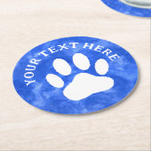 Weißes Blatt Drucken Benutzerdefinierter Text Blau Runder Pappuntersetzer (Angewinkelt)