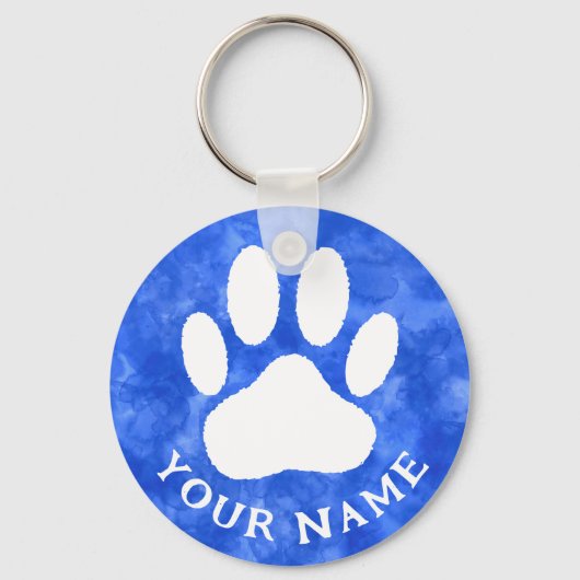 Weißes Blatt Drucken Benutzerdefinierter Text Blau Schlüsselanhänger (Vorderseite)