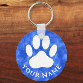 Weißes Blatt Drucken Benutzerdefinierter Text Blau Schlüsselanhänger (Rückseite)