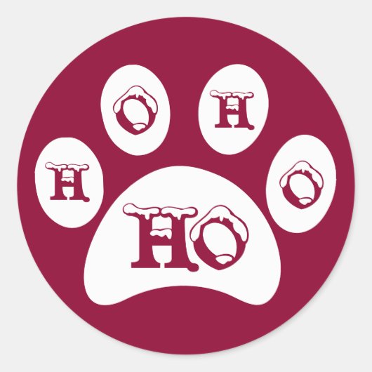Weißes Blatt mit Schnee beschnitten "Ho, Ho, Ho" Runder Aufkleber (Vorderseite)