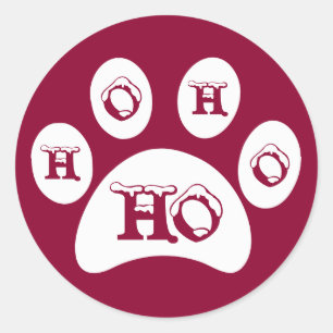 Weißes Blatt mit Schnee beschnitten "Ho, Ho, Ho" Runder Aufkleber