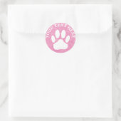 Weißes Blatt Print Custom Text Pink Wasserfarbe Runder Aufkleber (Tasche)