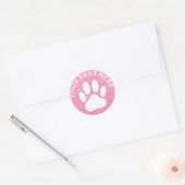 Weißes Blatt Print Custom Text Pink Wasserfarbe Runder Aufkleber (Umschlag)