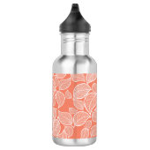 Weißes Blätter auf Orange Edelstahlflasche (Rechts)
