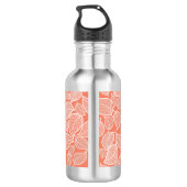 Weißes Blätter auf Orange Edelstahlflasche (Rückseite)
