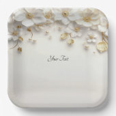 Weißes Blätter aus Elfenbein Pappteller (Vorderseite)