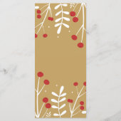 Weißes Blätter & Berries Goldenes Weihnachtsmenü Menükarte (Rückseite)