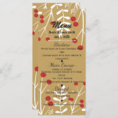 Weißes Blätter & Berries Goldenes Weihnachtsmenü Menükarte (Vorne/Hinten)