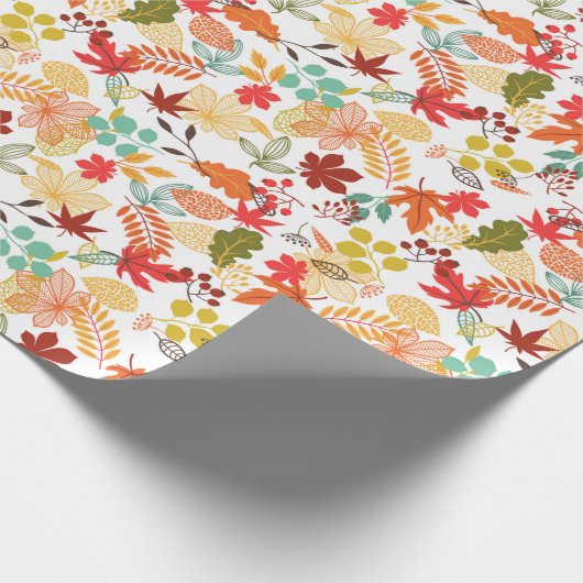 Weißes Blätter für den Herbst Geschenkpapier (Ecke)