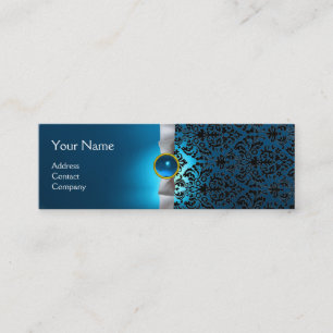 Weißes Blau DES DAMAST-MONOGRAMM-Edelstein-Bandes Mini Visitenkarte