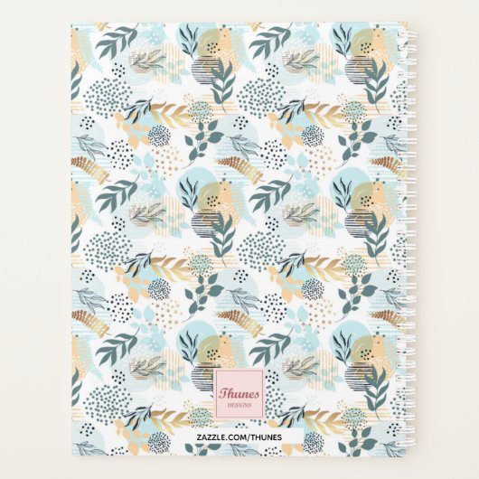 Weißes blaues Blattgold Monogramm 2026 Planer (Rückseite)