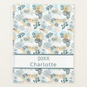 Weißes blaues Blattgold Monogramm 2026 Planer (Vorderseite)