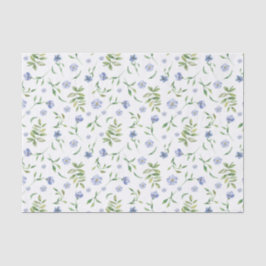 Weißes blaues Blumenpapier mit Aquarellfarbe Seidenpapier