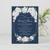 Weißes blaues Brautparty Einladung (Stehend Vorderseite)