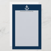 Weißes/blaues Seeanker-Symbol Briefpapier (Vorne/Hinten)