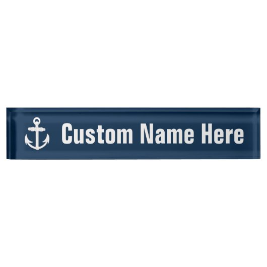 Weißes/blaues Seeanker-Symbol Namensplakette (Vorderseite)
