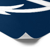 Weißes/blaues Symbol für den Anker Poster (Ecke)