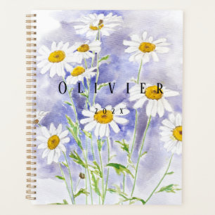 Weißes Blume Aquarellbild Planer