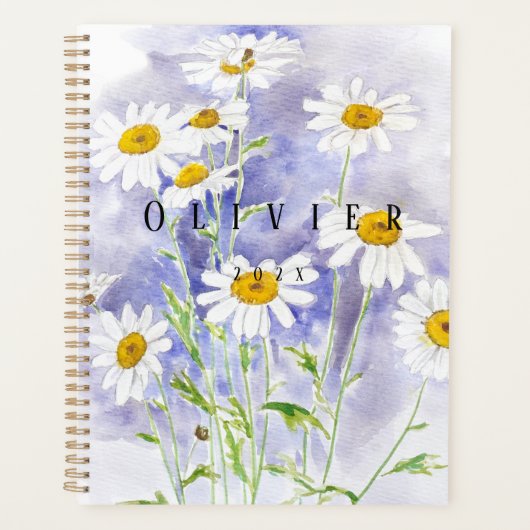 Weißes Blume Aquarellbild Planer (Vorderseite)