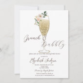 Weißes Blume Champagner Brunch & Bubbly Einladung (Vorderseite)