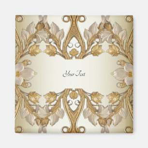 Weißes Blume Dekoratives Goldmagnet Magnet