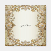 Weißes Blume Dekoratives Goldmagnet Magnet (Vorne)