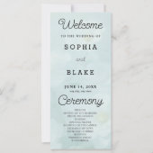 Weißes Blume-Grün-Hochzeitsprogramm (Vorderseite)