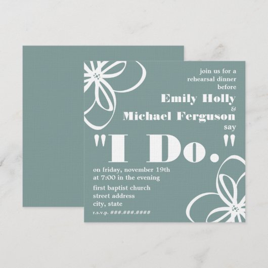 Weißes Blume Probe Abendessen Einladung (Vorne/Hinten)
