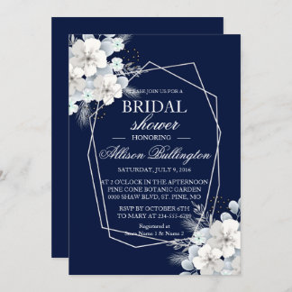 Weißes Blume Sakurawasser blaues Brautparty Einladung