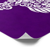 Weißes Blume- und Weindesign Lila Poster (Ecke)