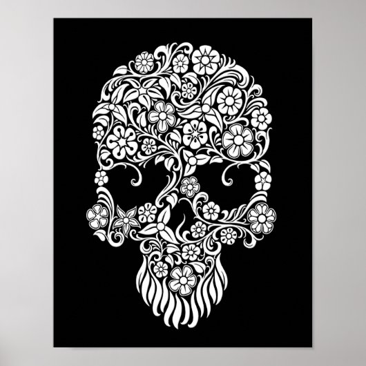 Weißes Blume- und Weindesign Poster (Vorne)