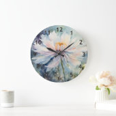 Weißes Blume Wasserfarbe Große Wanduhr (Zuhause)