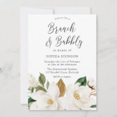 Weißes Blumen Elegantes Brunch & Bubbly Brautparty Einladung (Vorderseite)
