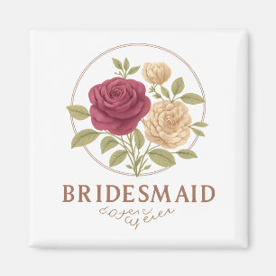 Weißes Blumen-Quadrat-Magnet - Brautjungfer Magnet