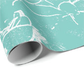 Weißes Blumenbündel Transparent - Aquamarin Geschenkpapier (Rolleneckpunkt)