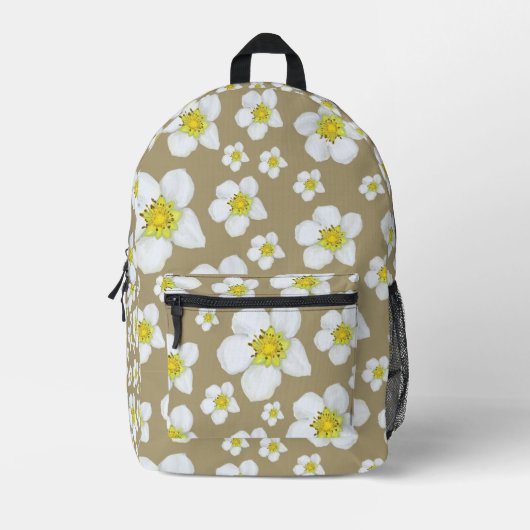 Weißes Blumendesign im Rucksack (Vorderseite)