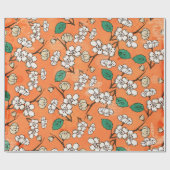 Weißes Blumendesign in Orange Geschenkpapier (Flach)