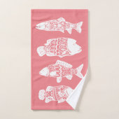 Weißes Blumenfisch-u. Korallen-Küstenrosa Badhandtuch Set (Handtuch)