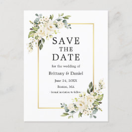 Weißes Blumengold Save the Date Postkarte