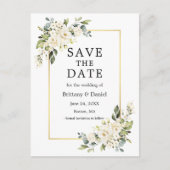Weißes Blumengold Save the Date Postkarte (Vorderseite)