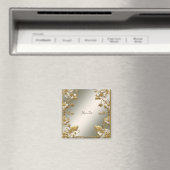 Weißes Blumengold Verziertes Magnet (In Situ (Geschirrspüler))