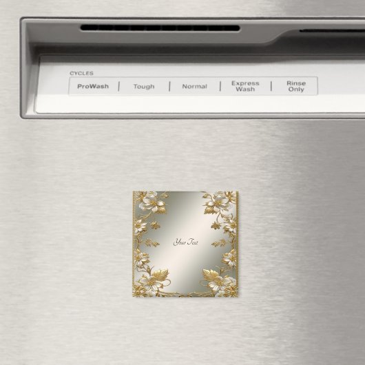 Weißes Blumengold Verziertes Magnet (In Situ (Geschirrspüler))