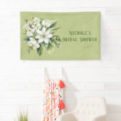 Weißes Blumengrün Brautparty Banner (Insitu)