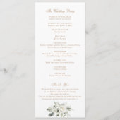 Weißes Blumengrün Sage Monogram Wappen Hochzeit Programm (Rückseite)