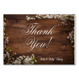 Weißes Blumenholz Textur Hochzeit Thankyou Karten